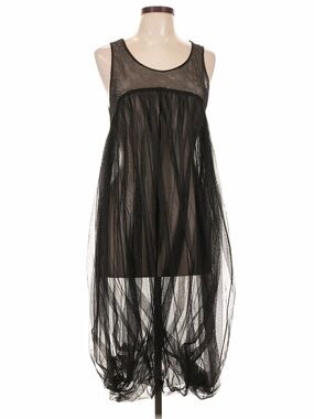 Lilith Paris Black Trapeze Swing Dress Lace Trim Boho French Designer M